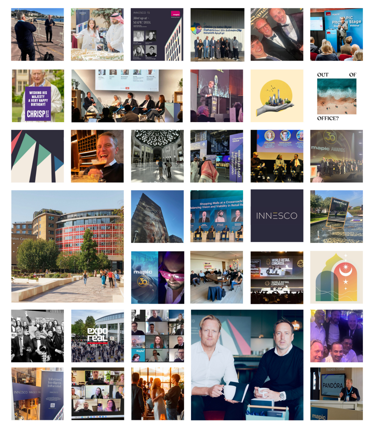 Collage of Innesco moments across events, campaigns and people