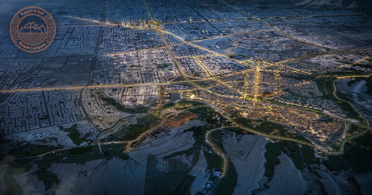 Aerial night view of Diriyah and Riyadh